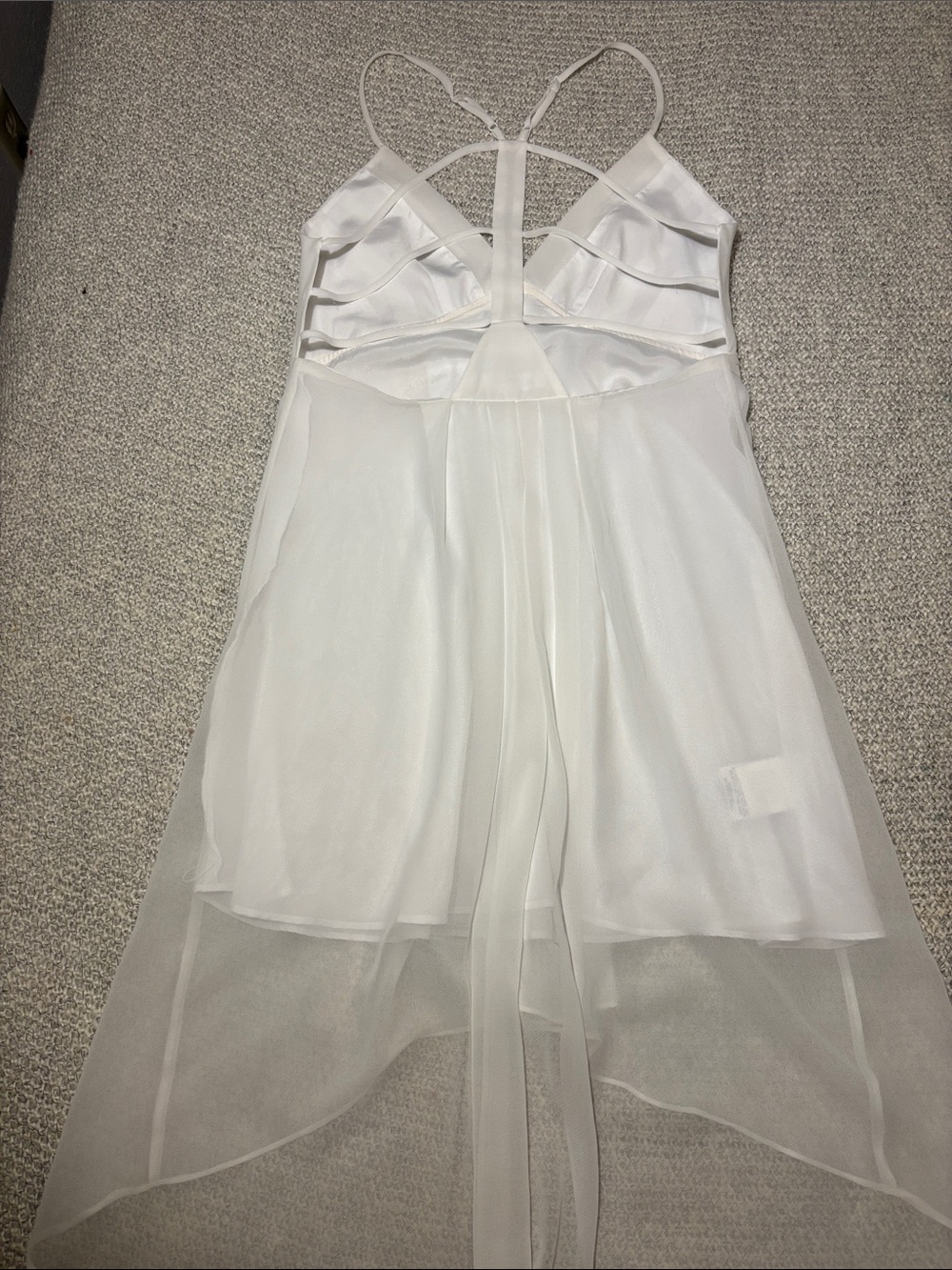 BCBGeneration White Strappy Back Cutout Chiffon High-Low Dress WO06Q555/DC1110 - Picture 9 of 13